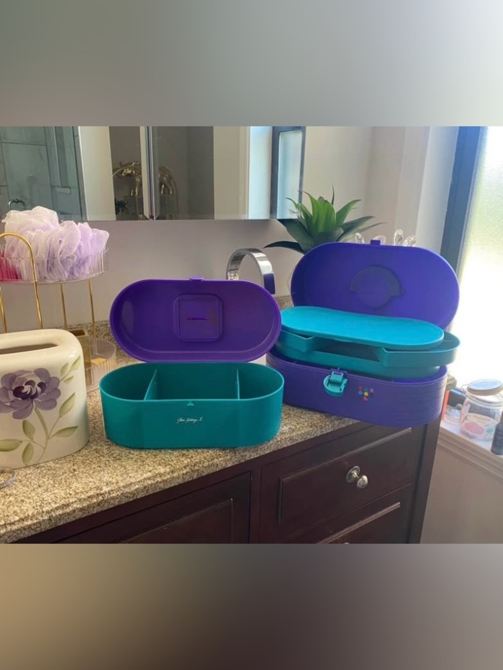 2 90s purple and teal make up cases Jheri Redding 2 and Caboodles